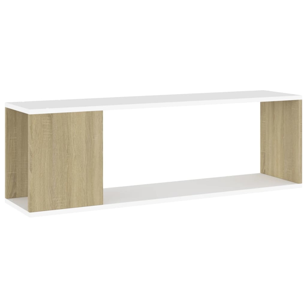 Tv-meubel 100x24x32 cm spaanplaat wit en sonoma eikenkleurig