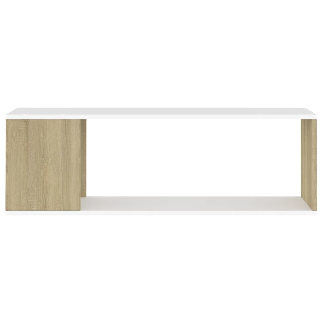 Tv-meubel 100x24x32 cm spaanplaat wit en sonoma eikenkleurig