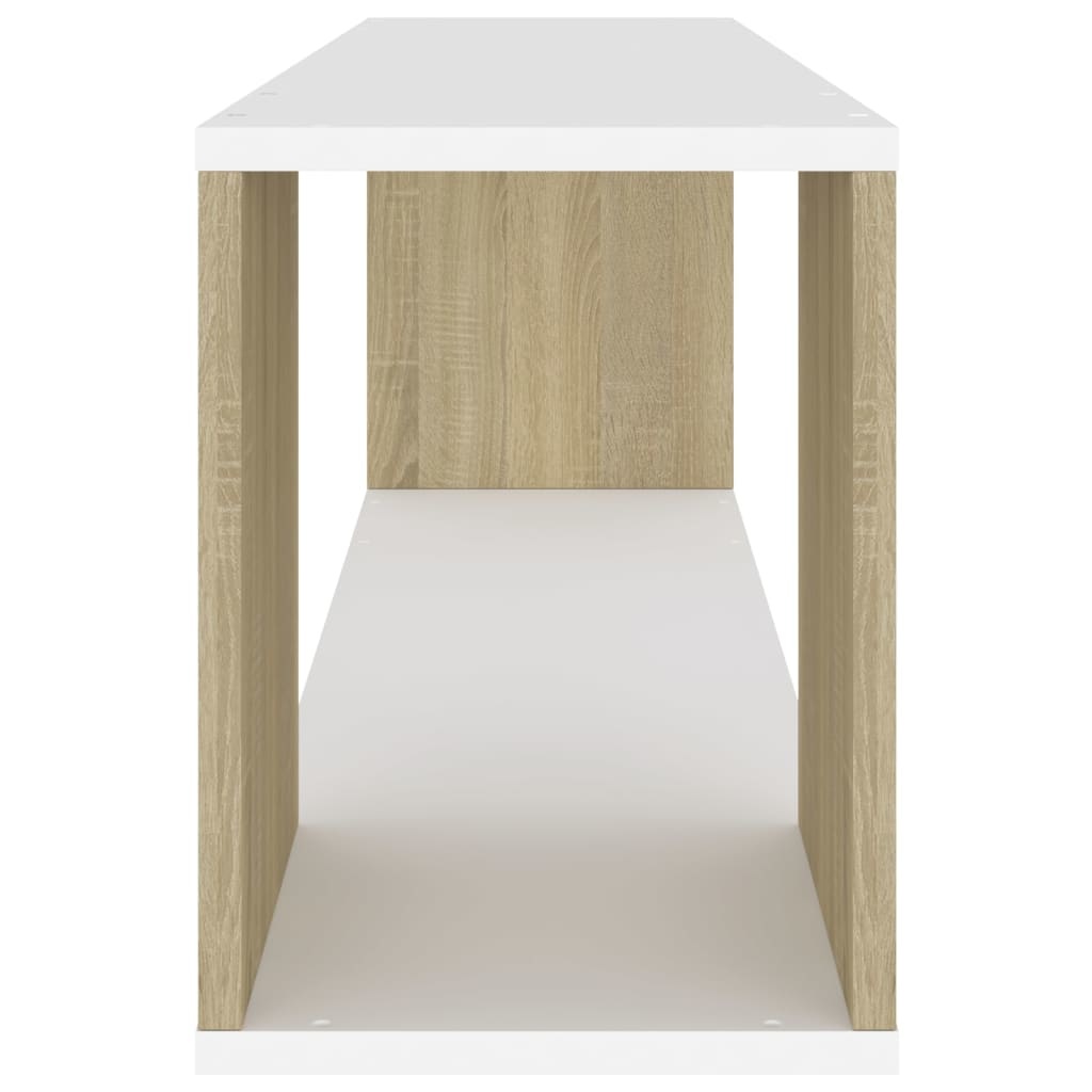 Tv-meubel 100x24x32 cm spaanplaat wit en sonoma eikenkleurig