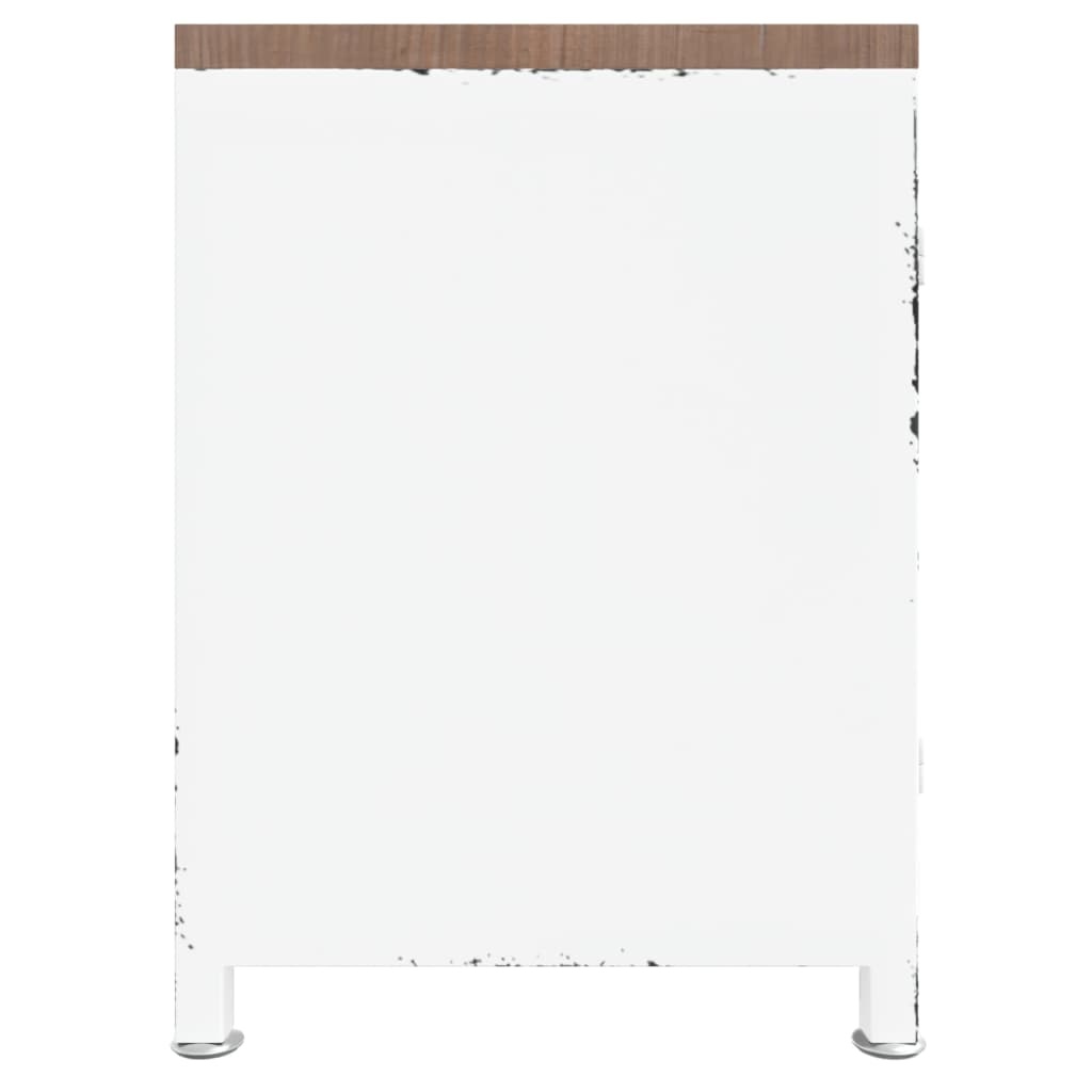 Tv-meubel 110x30x40 cm ijzer en massief vurenhout wit