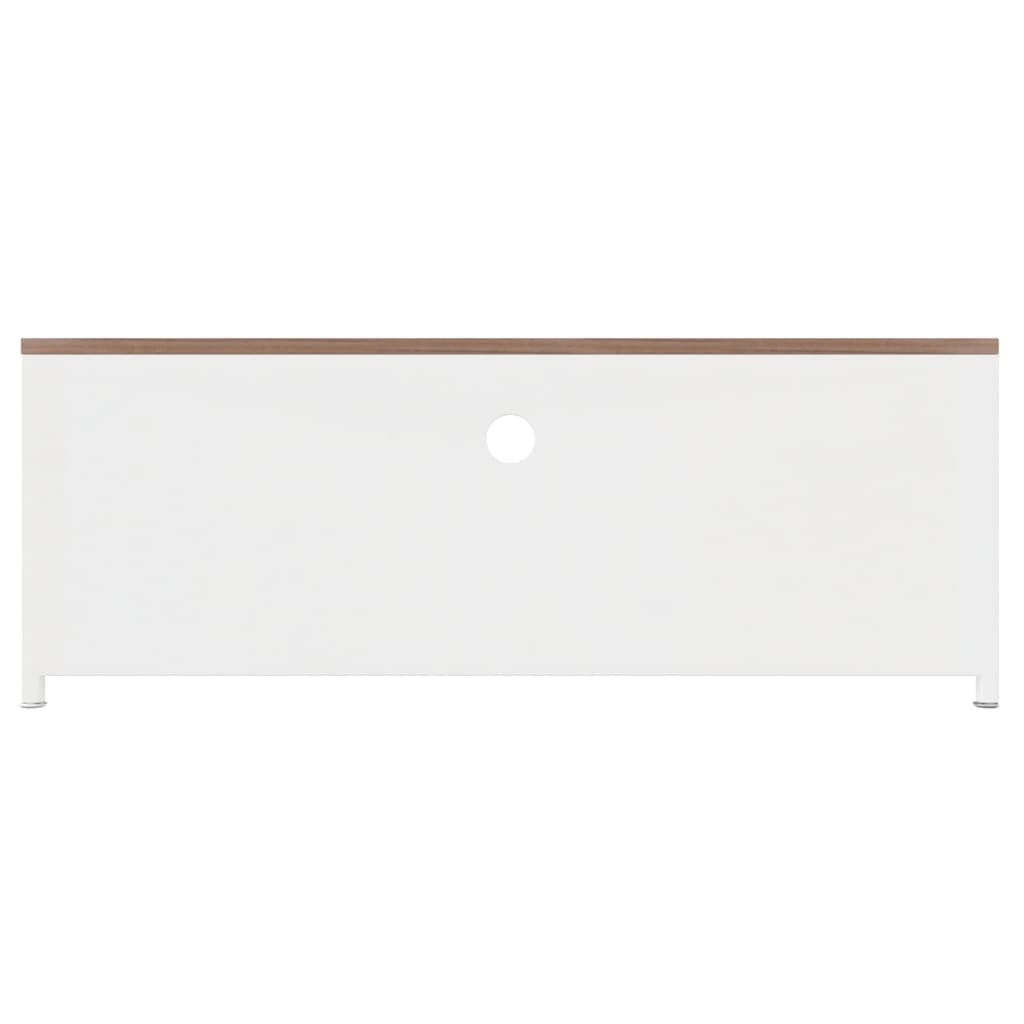 Tv-meubel 110x30x40 cm ijzer en massief vurenhout wit