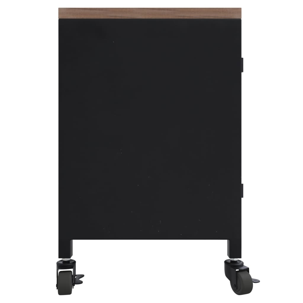 Tv-meubel 110x30x43 cm ijzer en massief vurenhout zwart