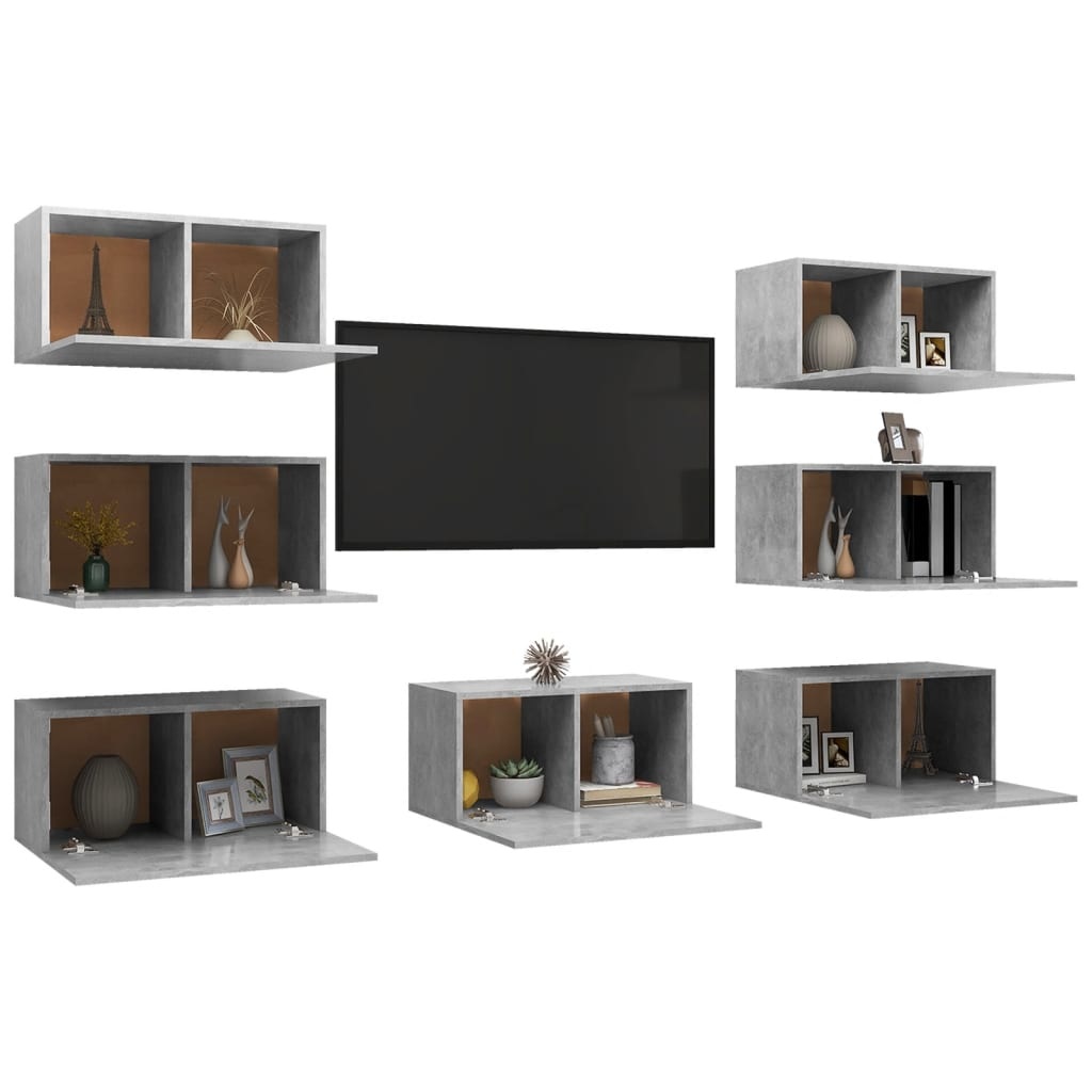 Tv-meubelen 7 st 30,5x30x60 cm spaanplaat betongrijs
