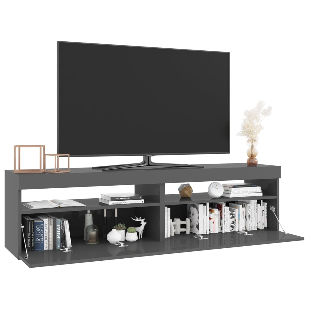 Tv-meubelen 2 st LED-verlichting 75x35x40 cm hoogglans grijs