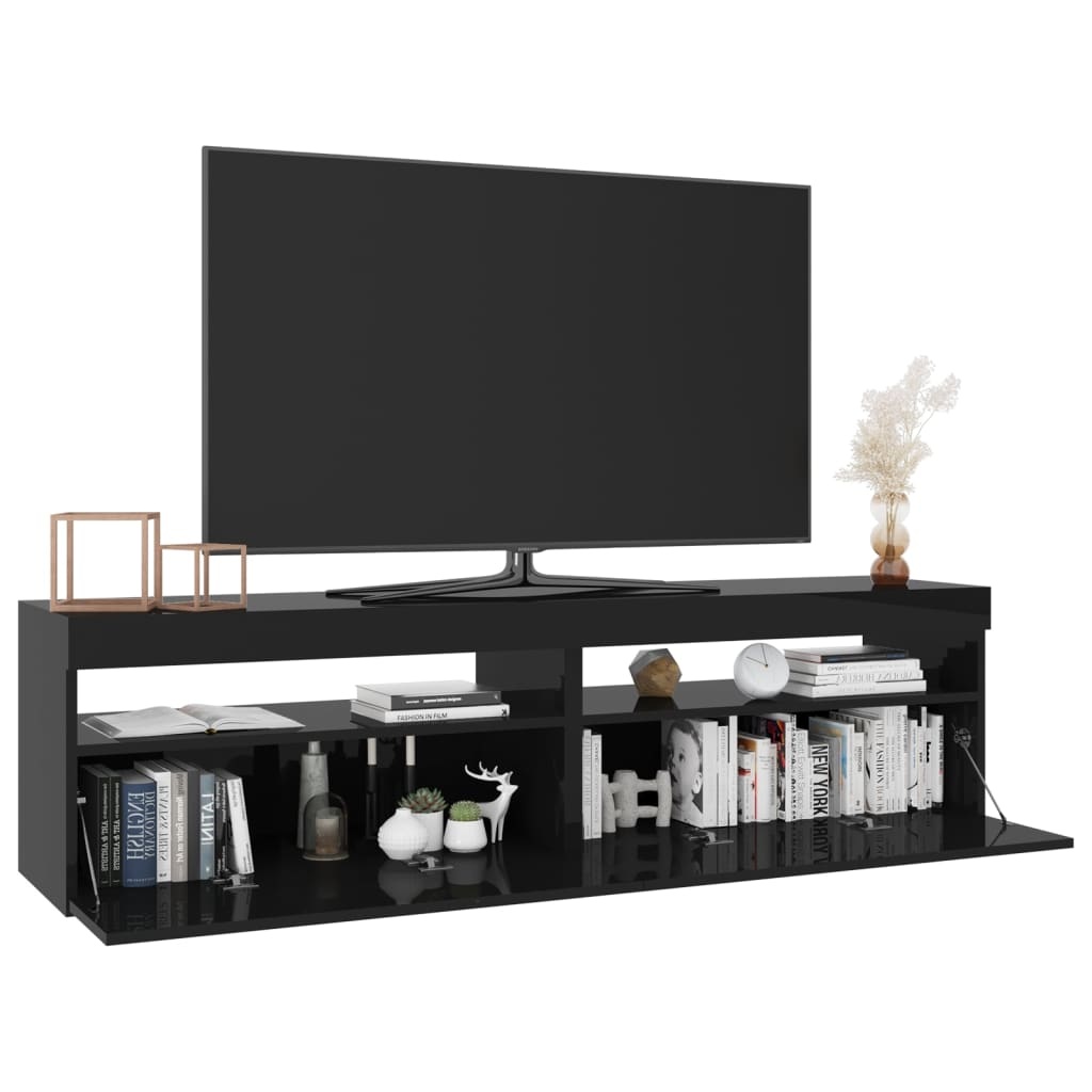 Tv-meubelen 2 st LED-verlichting 75x35x40 cm hoogglans zwart
