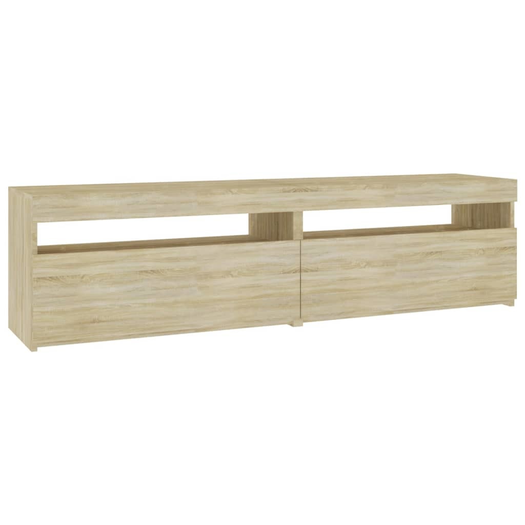 Tv-meubelen 2 st met LED-verlichting 75x35x40 cm sonoma eiken