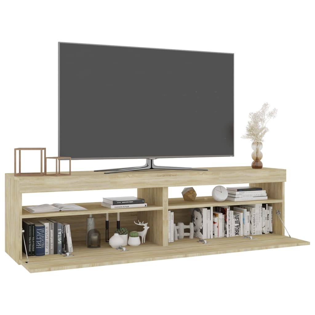 Tv-meubelen 2 st met LED-verlichting 75x35x40 cm sonoma eiken