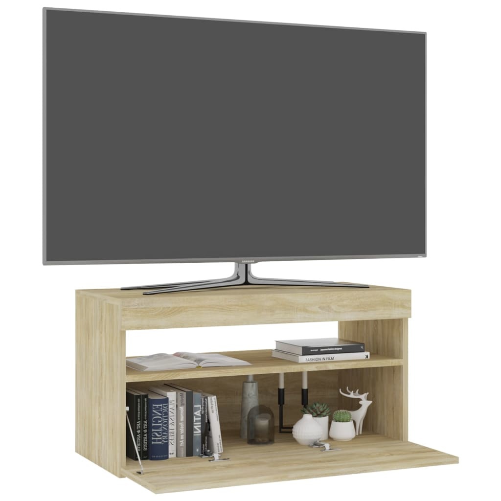 Tv-meubel met LED-verlichting 75x35x40 cm sonoma eikenkleurig