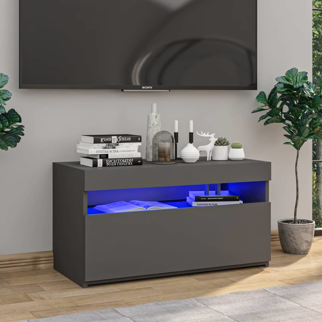 Tv-meubel met LED-verlichting 75x35x40 cm grijs