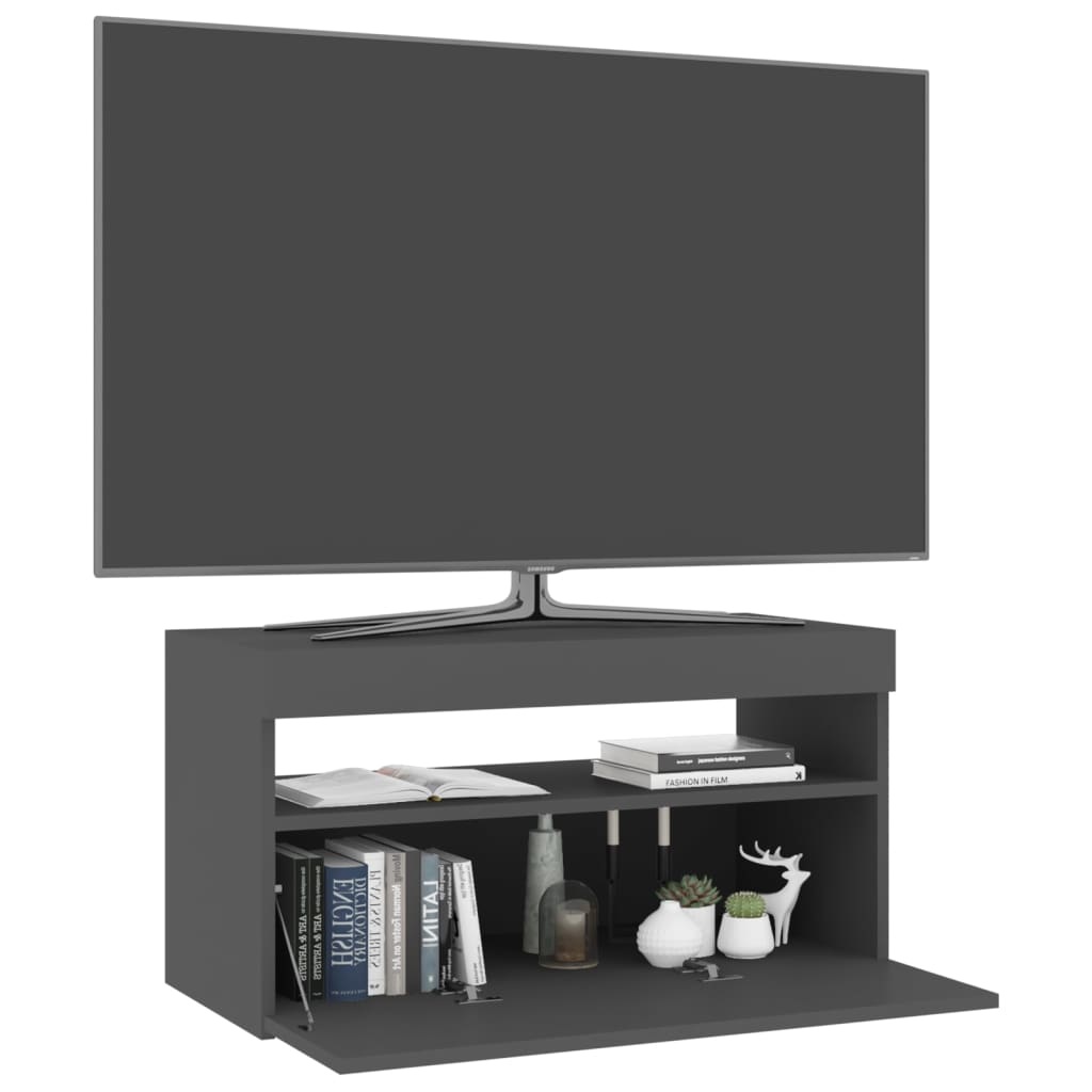 Tv-meubel met LED-verlichting 75x35x40 cm grijs