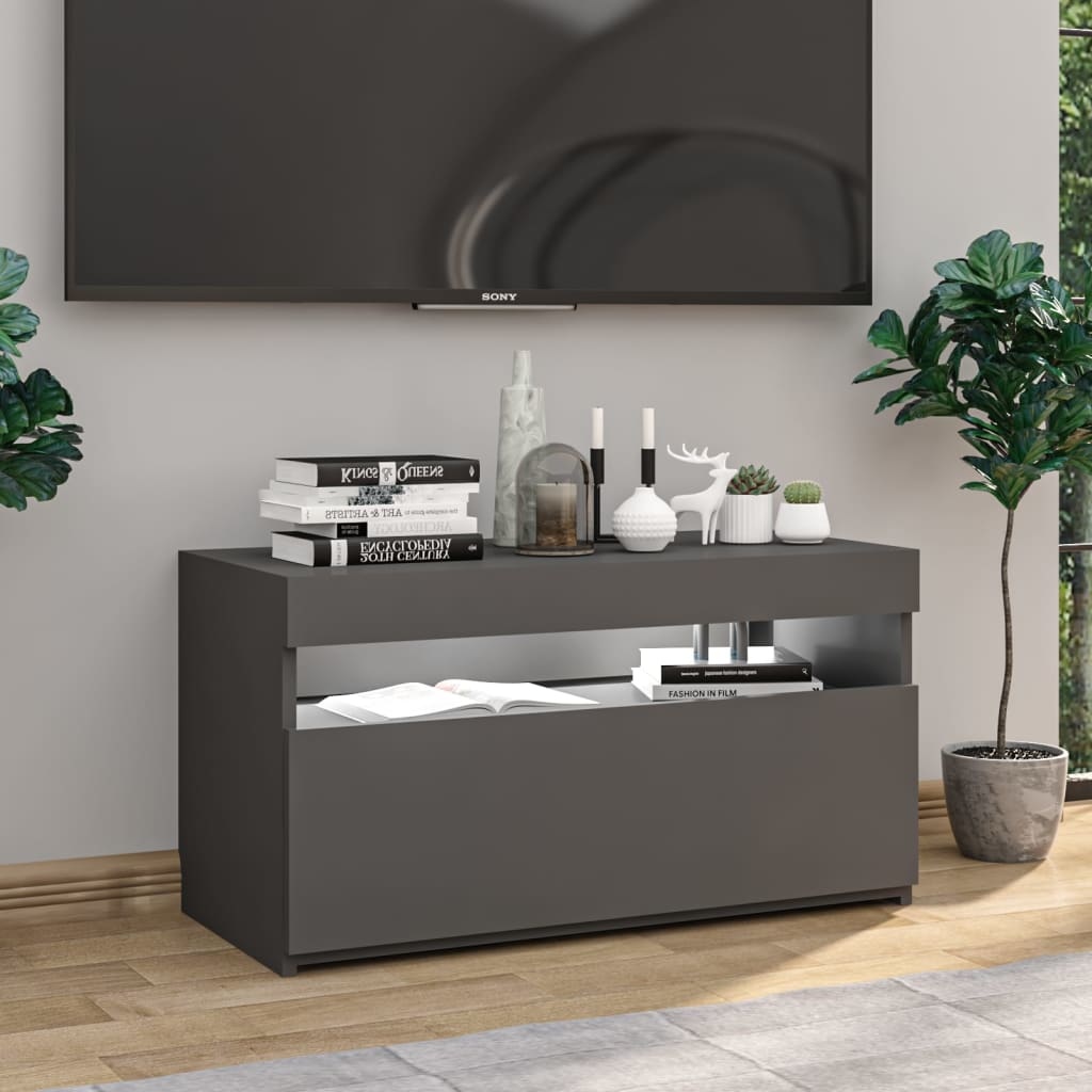 Tv-meubel met LED-verlichting 75x35x40 cm grijs