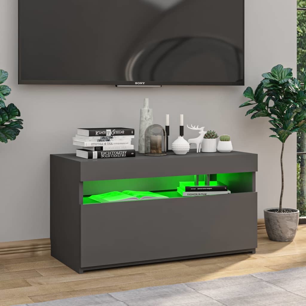 Tv-meubel met LED-verlichting 75x35x40 cm grijs