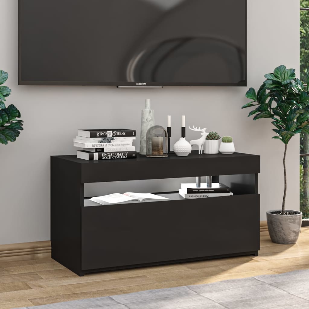 Tv-meubel met LED-verlichting 75x35x40 cm zwart