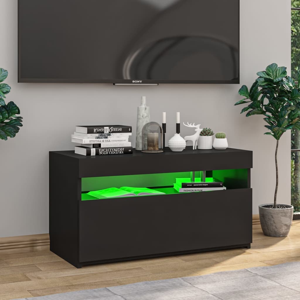 Tv-meubel met LED-verlichting 75x35x40 cm zwart