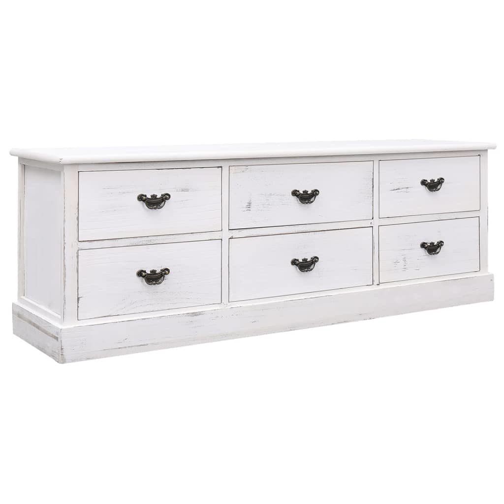 Tv-meubel 108x30x40 cm massief paulowniahout antiekwit