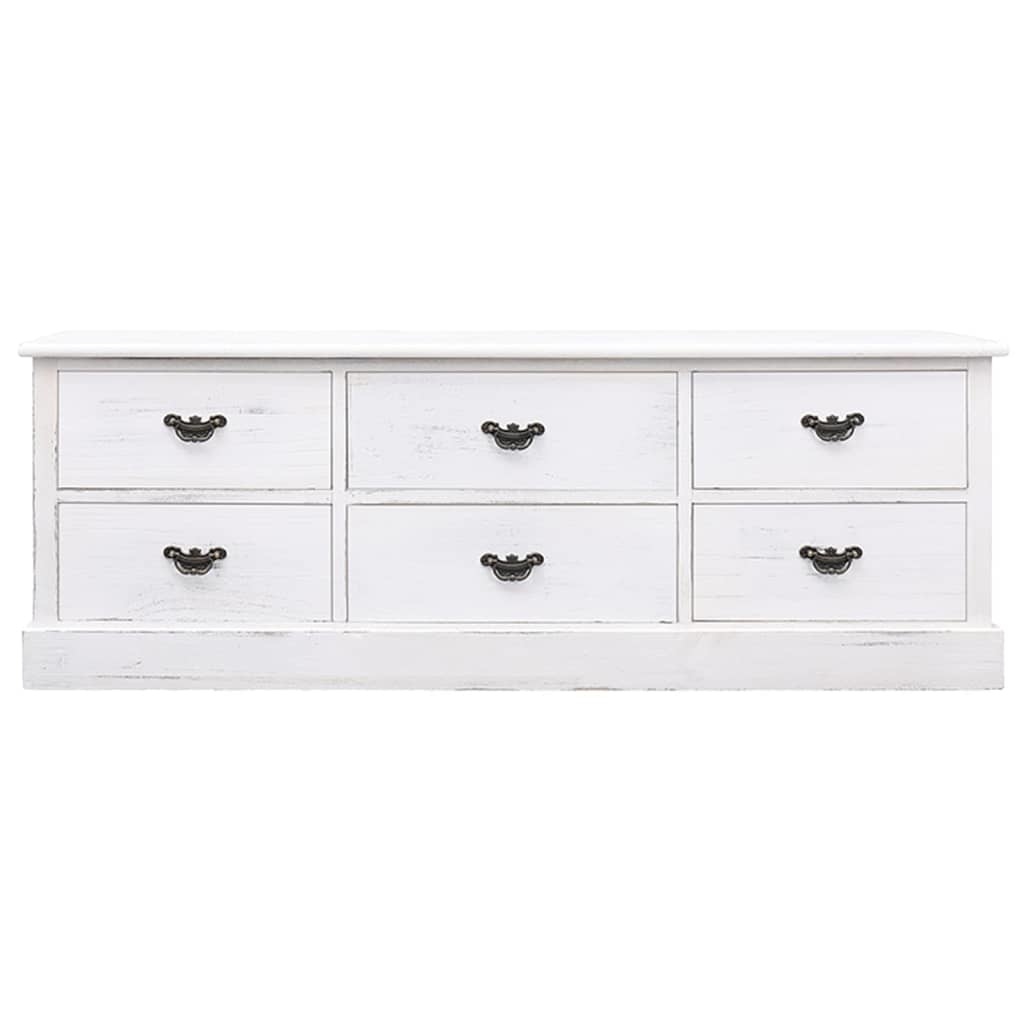 Tv-meubel 108x30x40 cm massief paulowniahout antiekwit