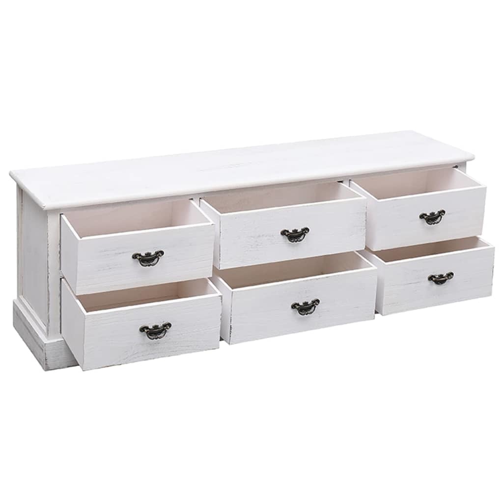 Tv-meubel 108x30x40 cm massief paulowniahout antiekwit