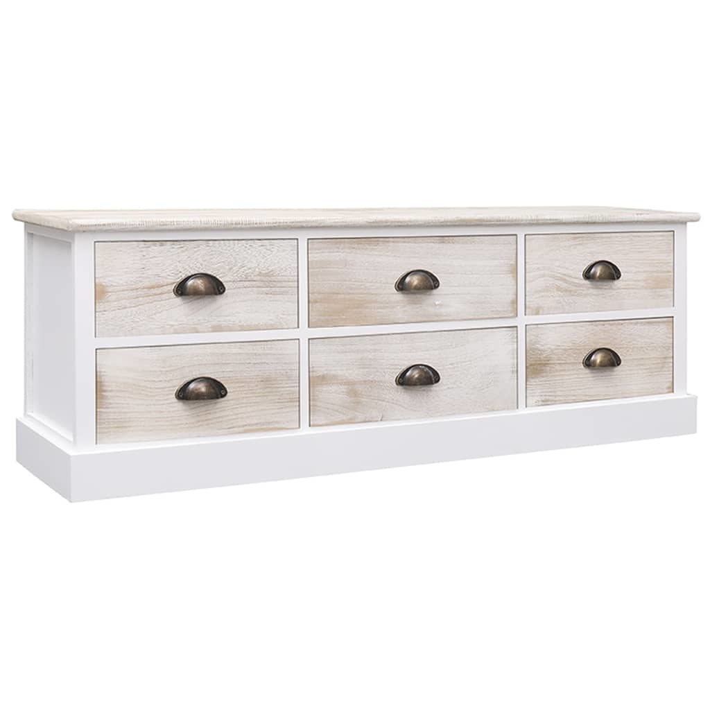 Tv-meubel 108x30x40 cm massief paulowniahout wit en lichtbruin
