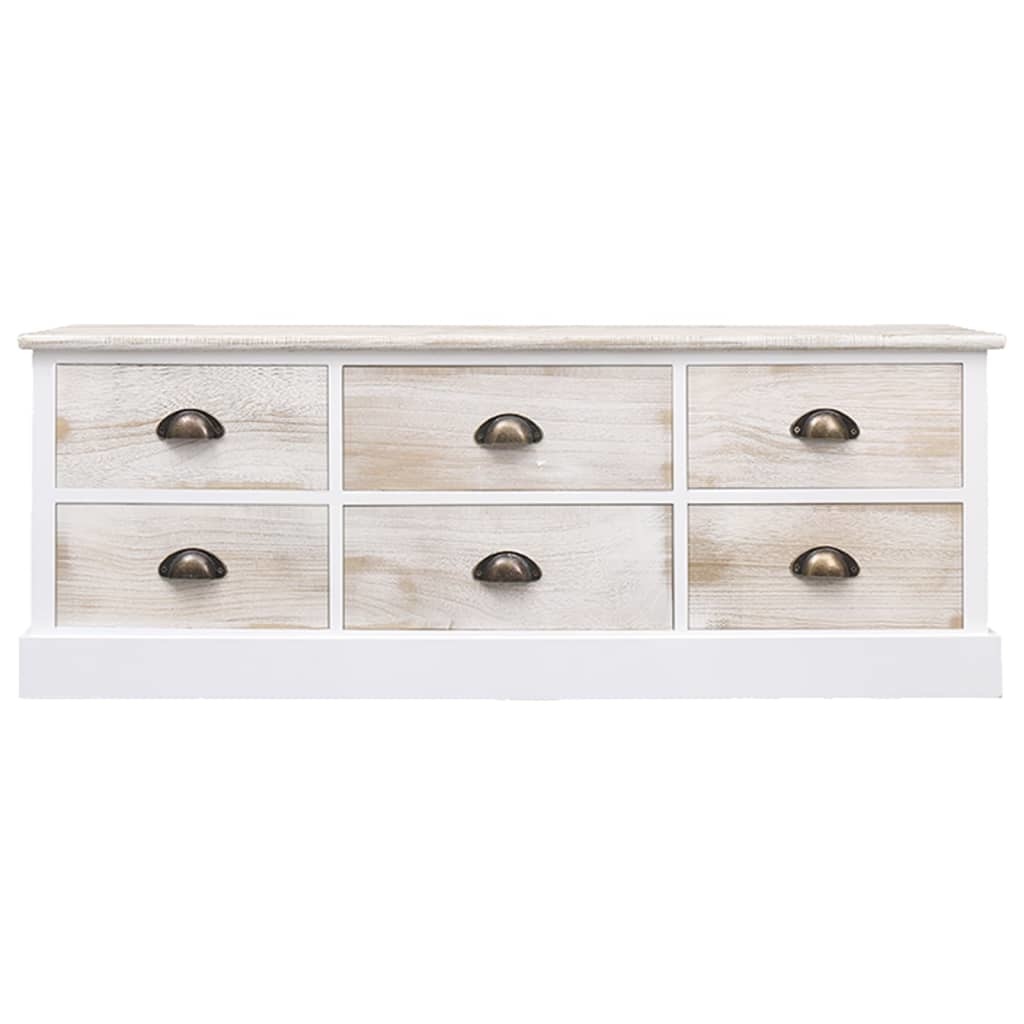 Tv-meubel 108x30x40 cm massief paulowniahout wit en lichtbruin