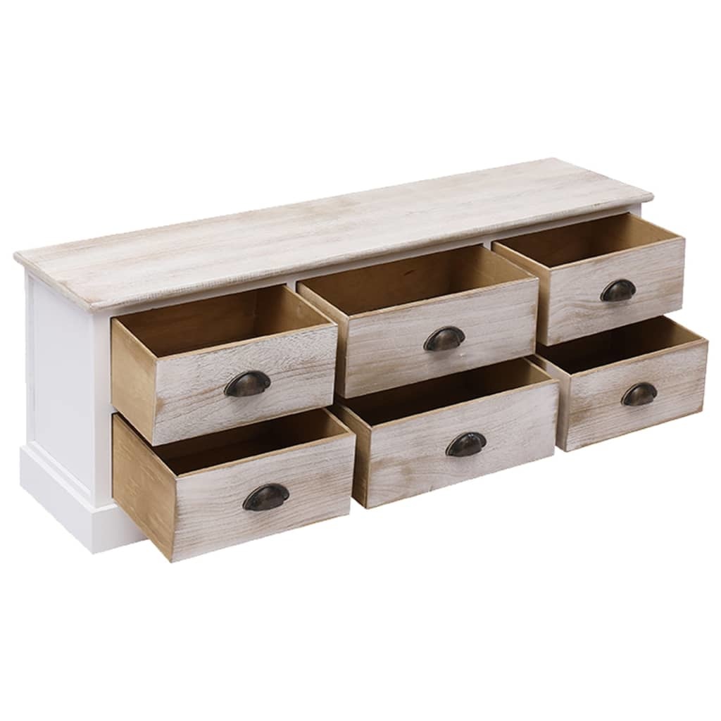 Tv-meubel 108x30x40 cm massief paulowniahout wit en lichtbruin
