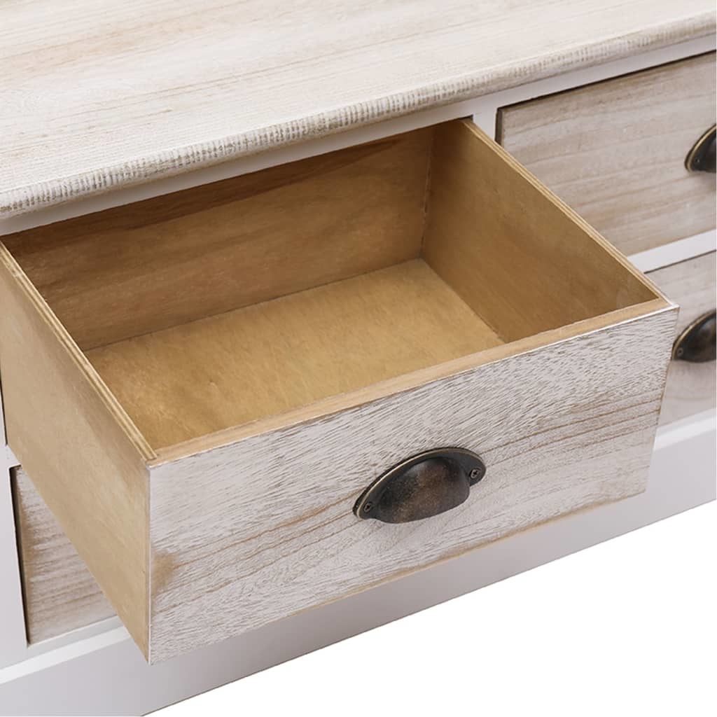 Tv-meubel 108x30x40 cm massief paulowniahout wit en lichtbruin