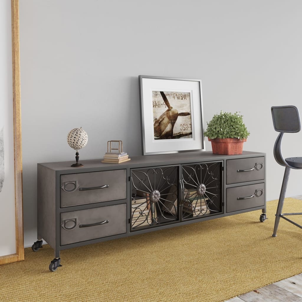 Tv-meubel 110x30x40 cm ijzer zilverkleurig