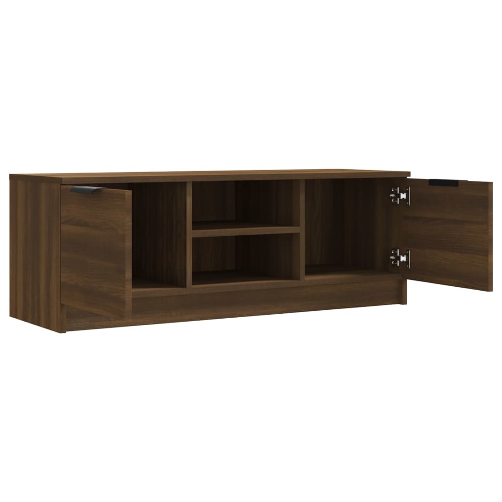 Tv-meubel 102x35x36,5 cm bewerkt hout bruineikenkleurig