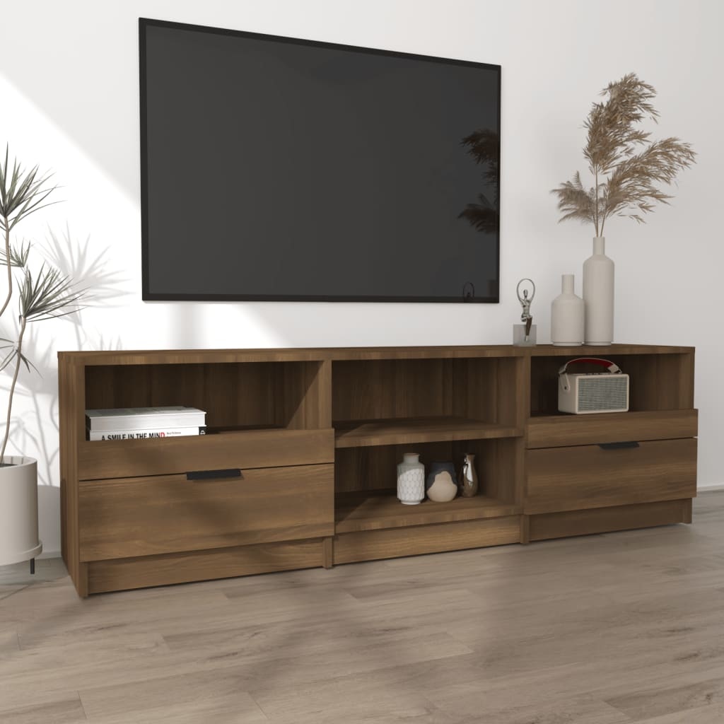 Tv-meubel 150x33,5x45 cm bewerkt hout bruineikenkleurig