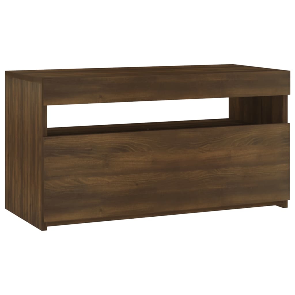 Tv-meubel met LED-verlichting 75x35x40 cm bruineikenkleurig