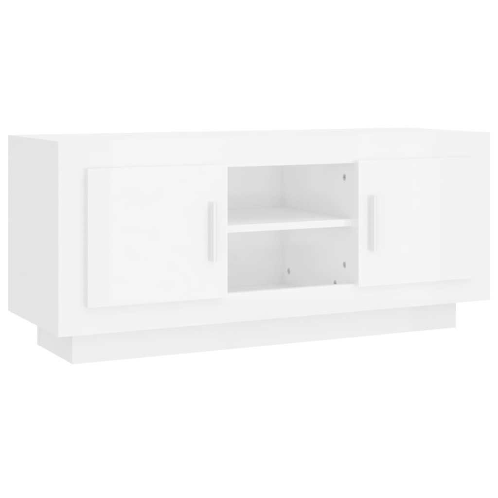 Tv-meubel 102x35x45 cm bewerkt hout hoogglans wit