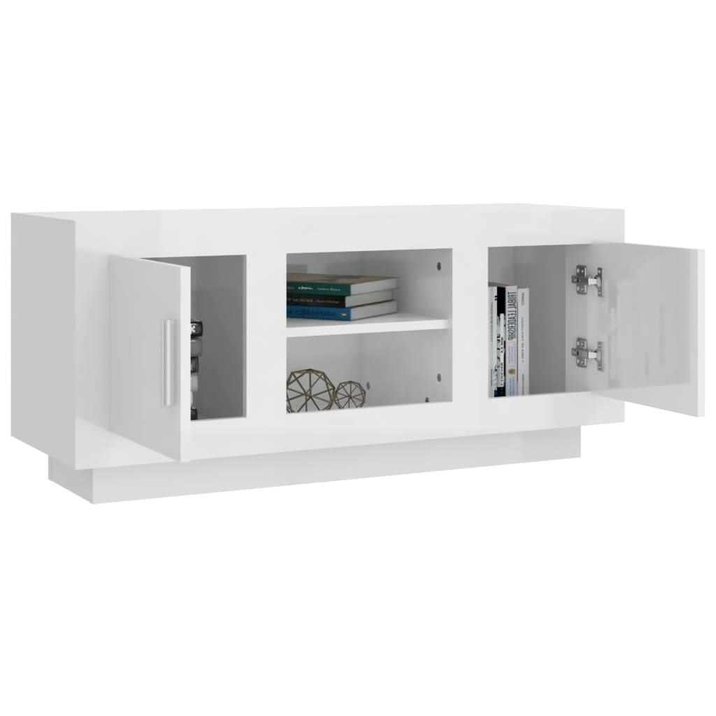 Tv-meubel 102x35x45 cm bewerkt hout hoogglans wit