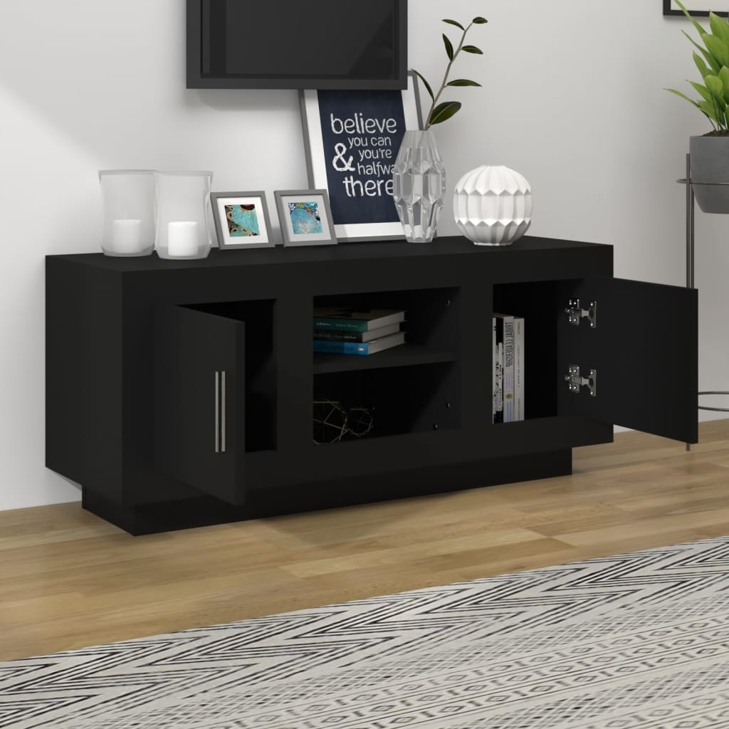 Tv-meubel 102x35x45 cm bewerkt hout zwart