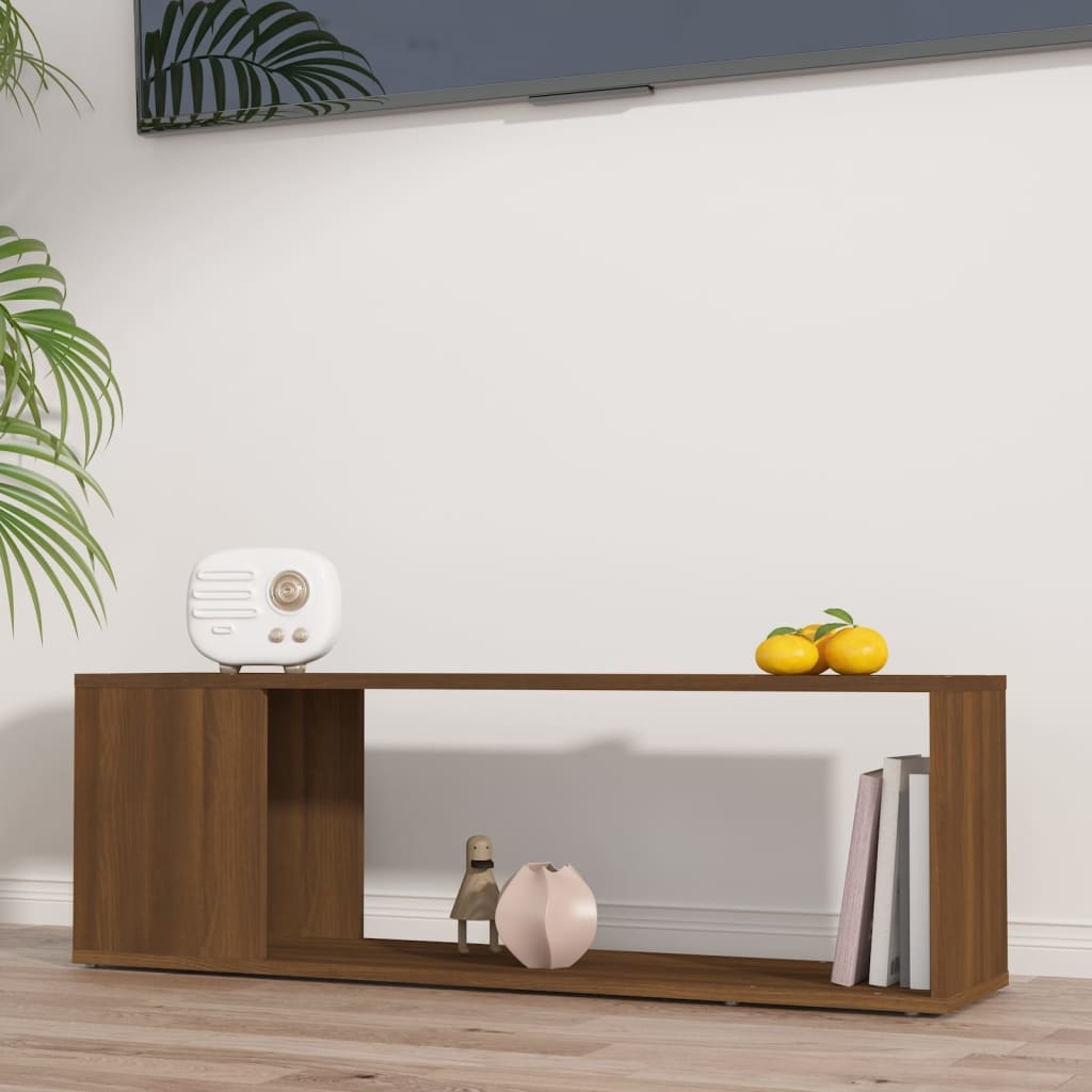 Tv-meubel 100x24x32 cm bewerkt hout bruineikenkleurig