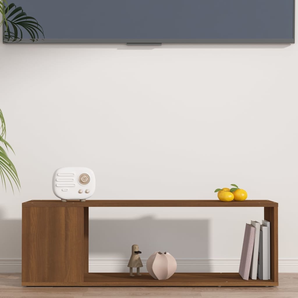 Tv-meubel 100x24x32 cm bewerkt hout bruineikenkleurig