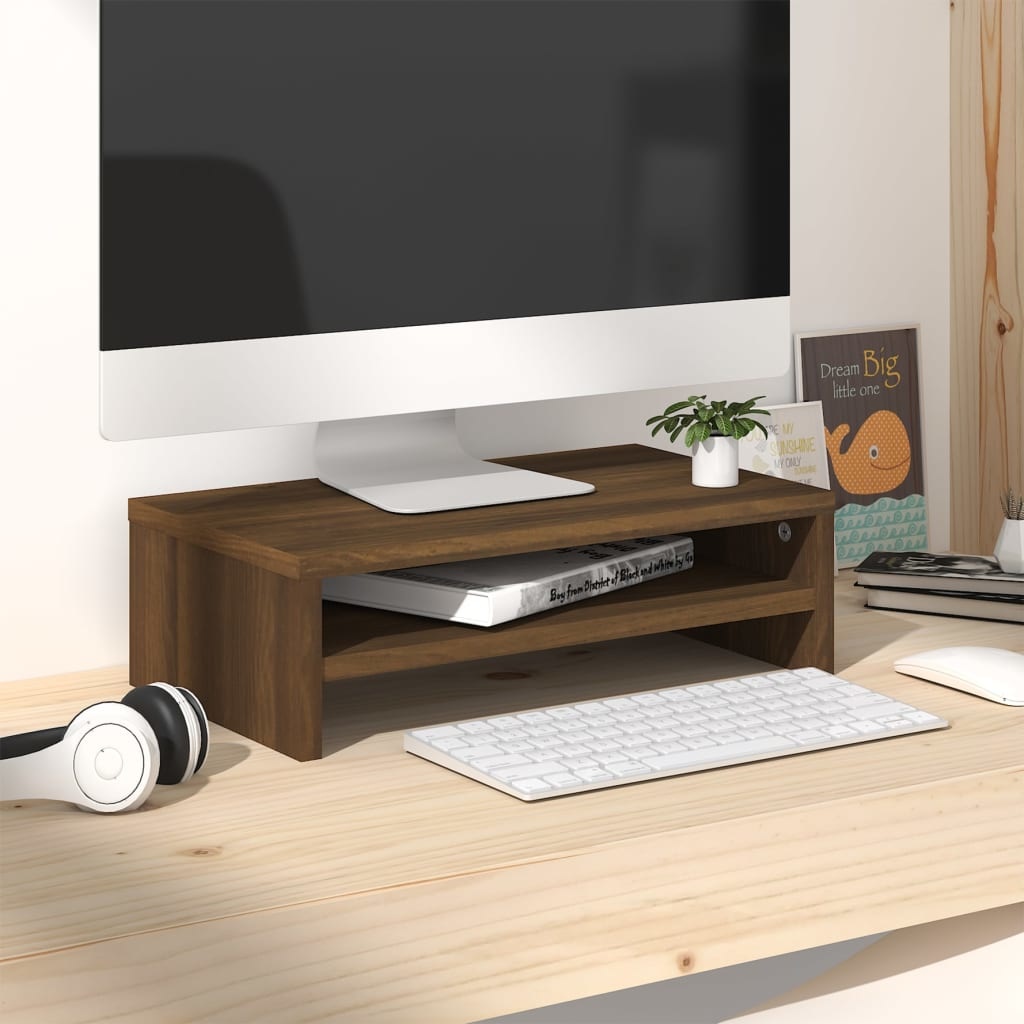 Monitorstandaard 42x24x13 cm bewerkt hout bruineikenkleurig