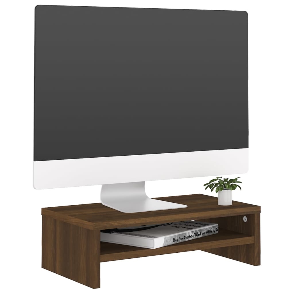 Monitorstandaard 42x24x13 cm bewerkt hout bruineikenkleurig