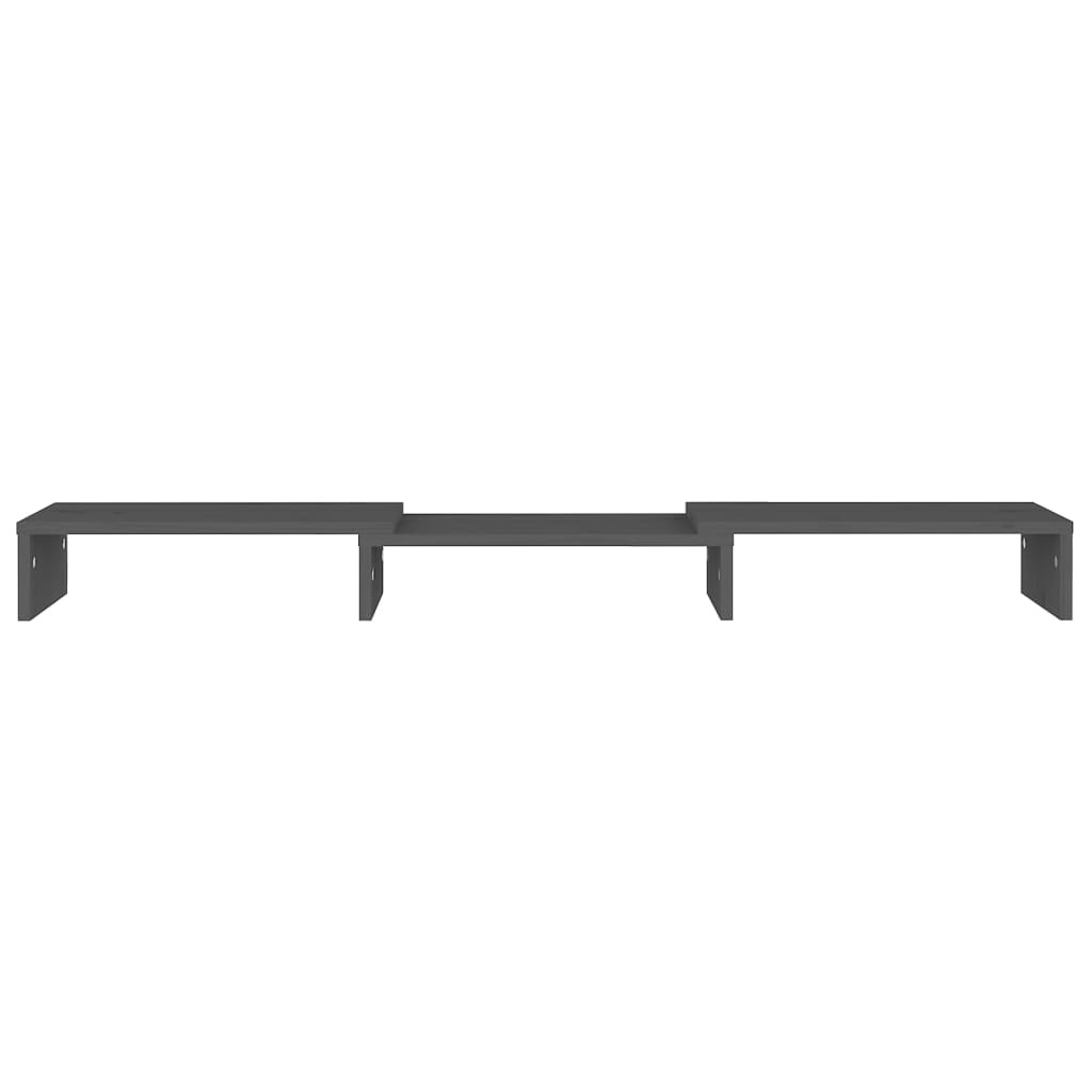 Monitorstandaard 80x24x10,5 cm massief grenenhout grijs
