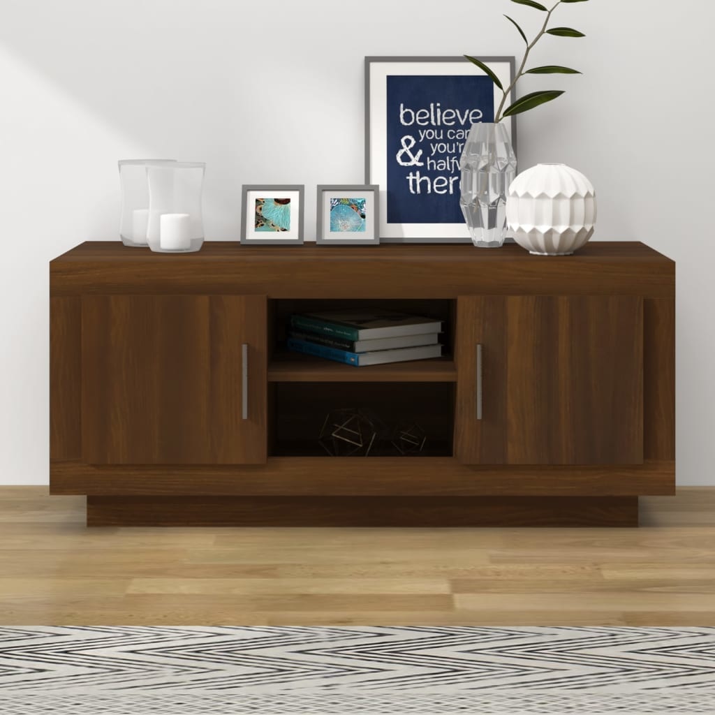 Tv-meubel 102x35x45 cm bewerkt hout bruineikenkleurig