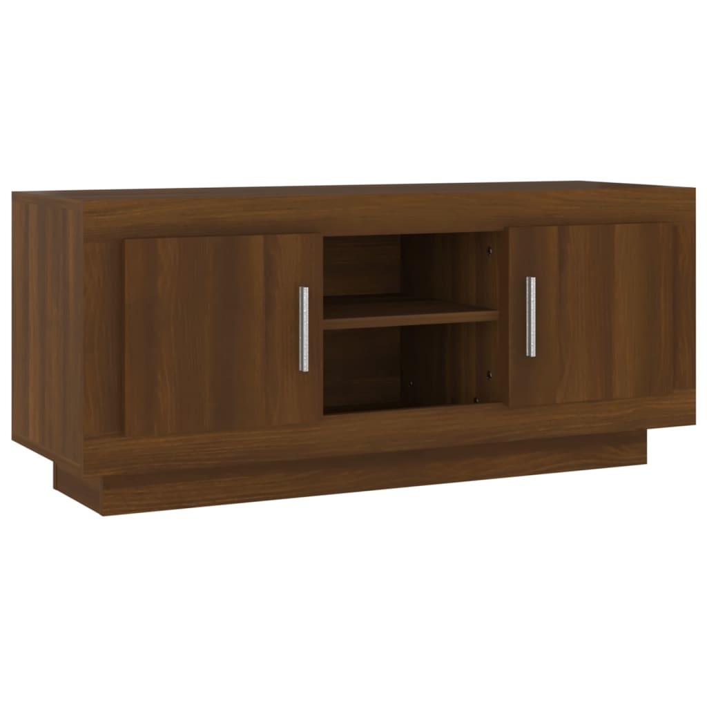 Tv-meubel 102x35x45 cm bewerkt hout bruineikenkleurig