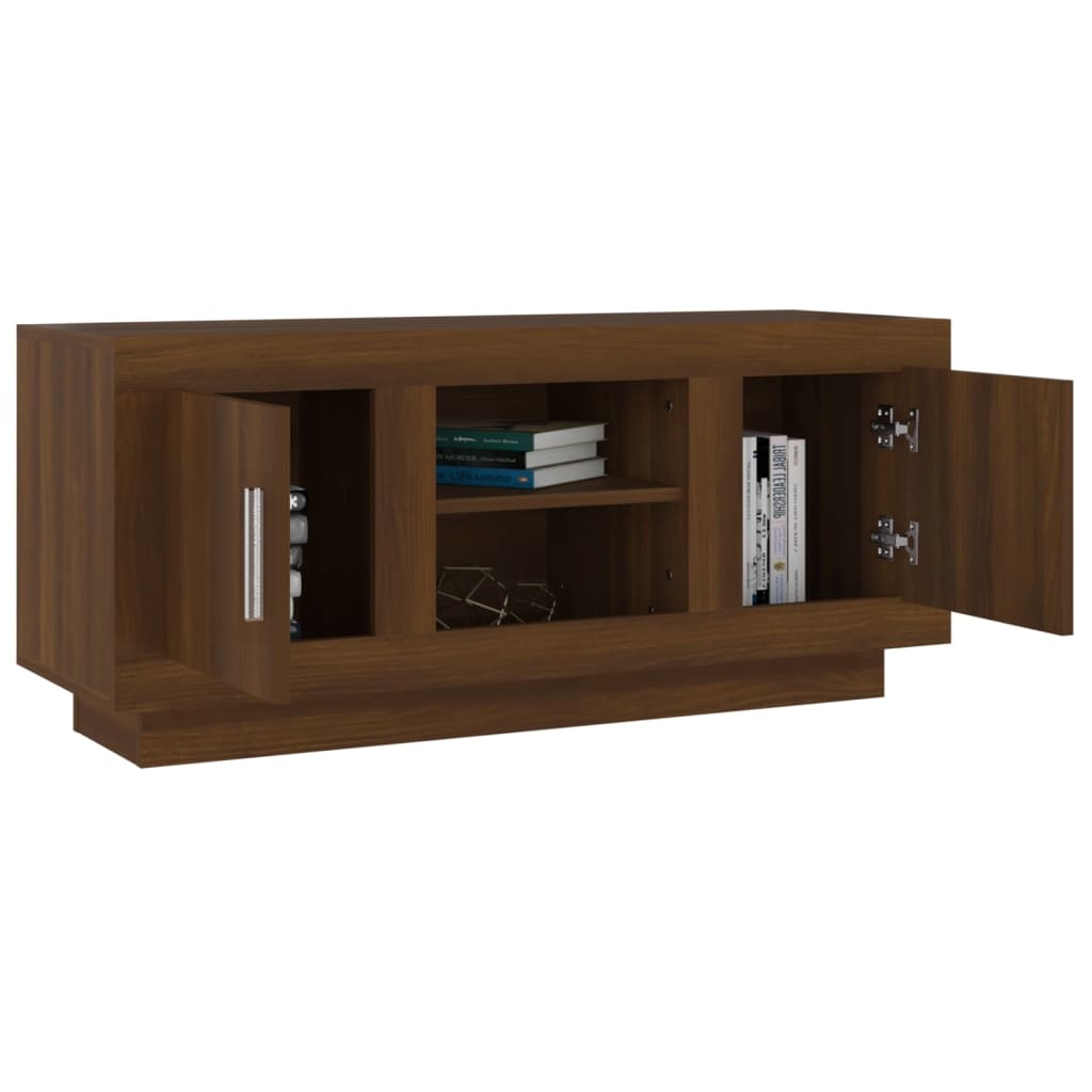 Tv-meubel 102x35x45 cm bewerkt hout bruineikenkleurig