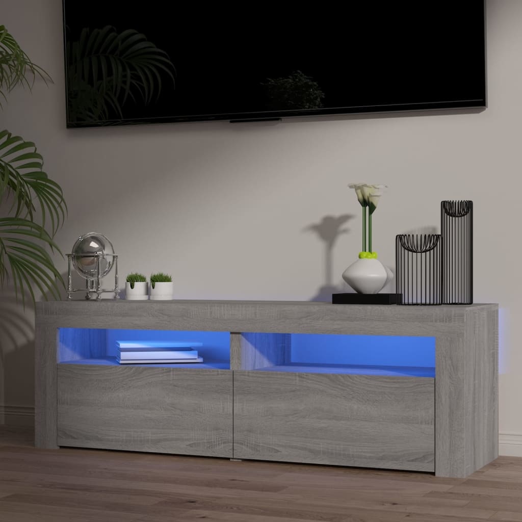 Tv-meubel met LED-verlichting 120x35x40 cm grijs