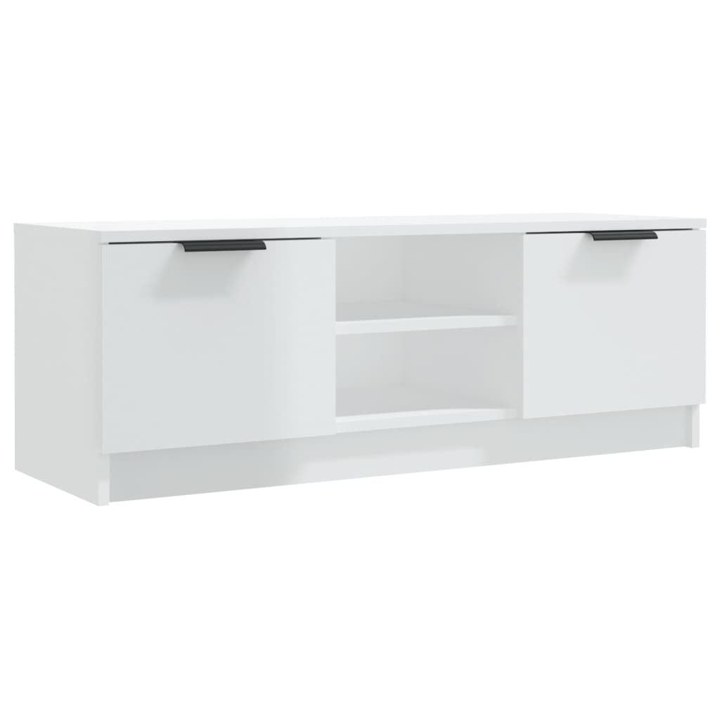 Tv-meubel 102x35x36,5 cm bewerkt hout hoogglans wit
