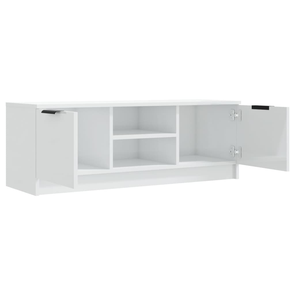 Tv-meubel 102x35x36,5 cm bewerkt hout hoogglans wit