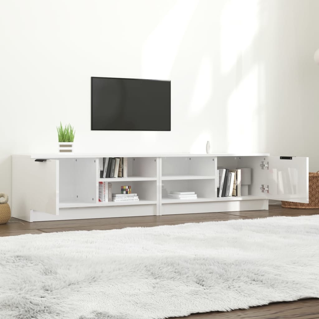 Tv-meubelen 2 st 80x35x36,5 cm bewerkt hout hoogglans wit