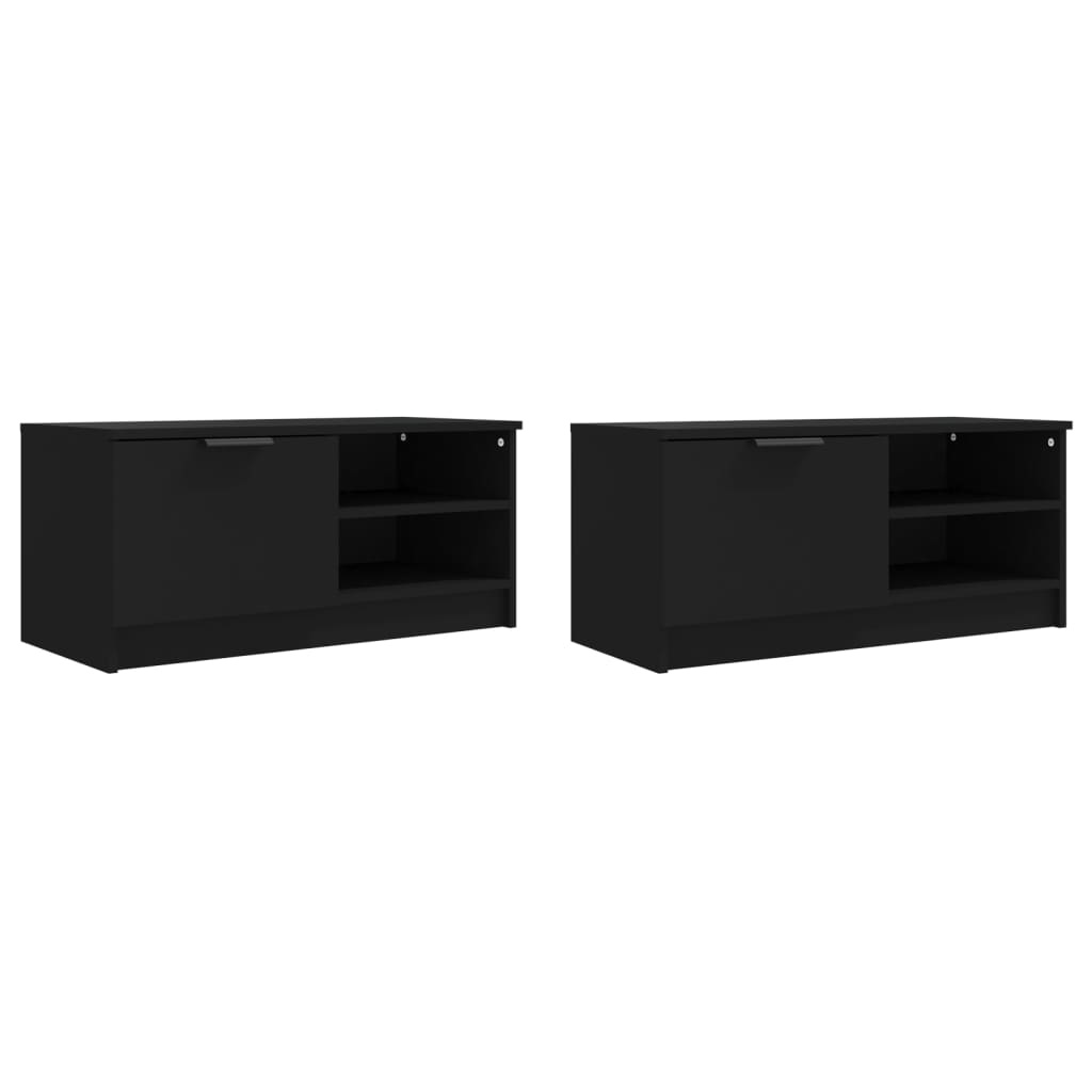 Tv-meubelen 2 st 80x35x36,5 cm bewerkt hout zwart