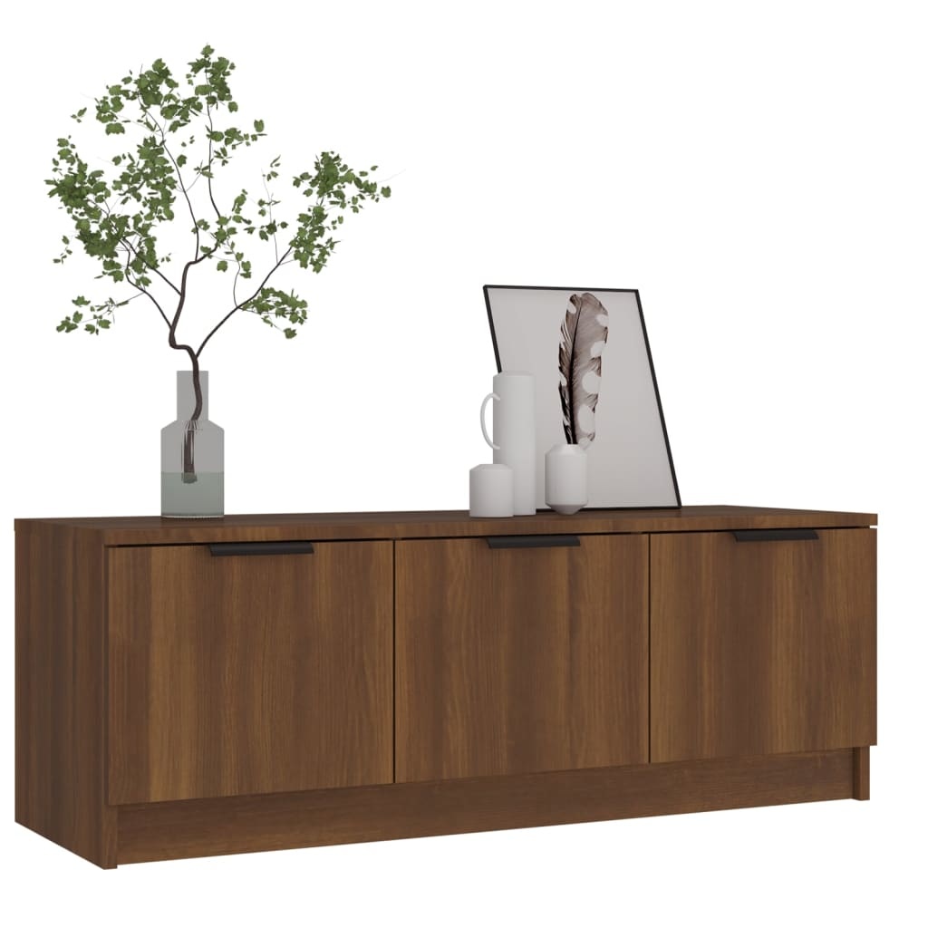 Tv-meubel 102x35x36,5 cm bewerkt hout bruineikenkleurig