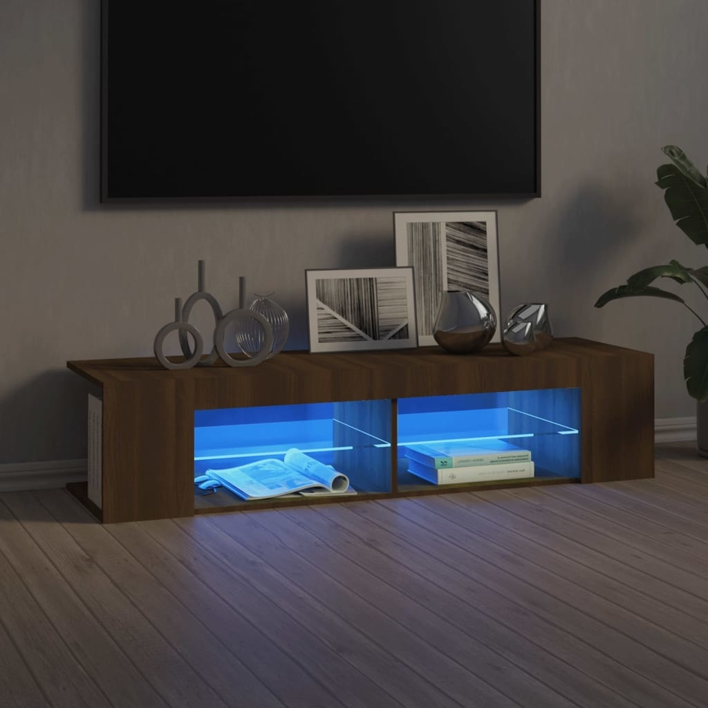 Tv-meubel met LED-verlichting 135x39x30 cm bruineikenkleurig