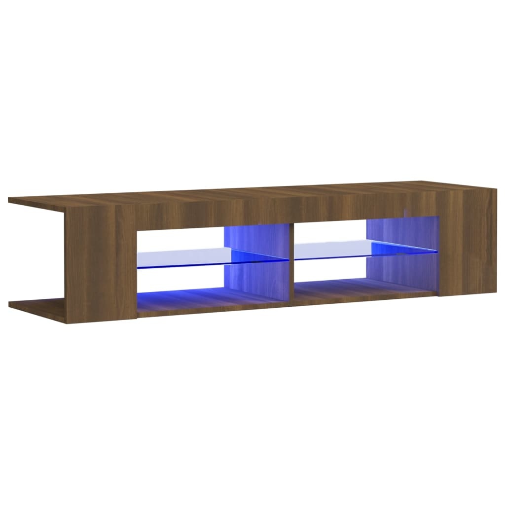 Tv-meubel met LED-verlichting 135x39x30 cm bruineikenkleurig