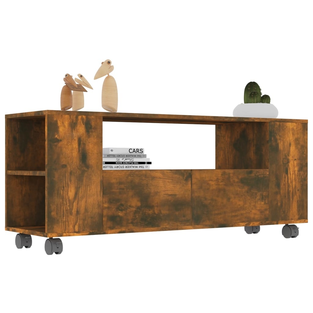 Tv-meubel 120x35x48 cm bewerkt hout gerookt eikenkleurig