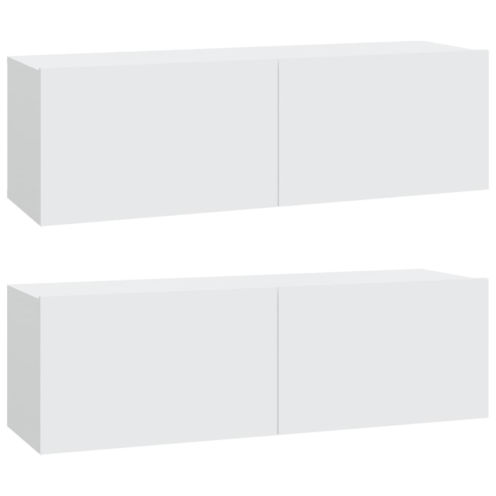 Tv-meubelen 2 st wandgemonteerd 100x30x30 cm bewerkt hout wit